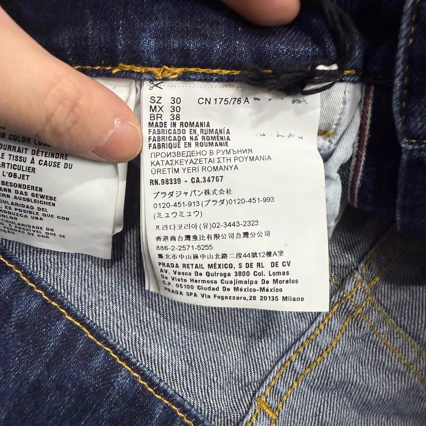 Prada Prada Blue Back Triangle Logo Jeans 30 Unused Tags Size US 30 / EU 46 - 5 Thumbnail