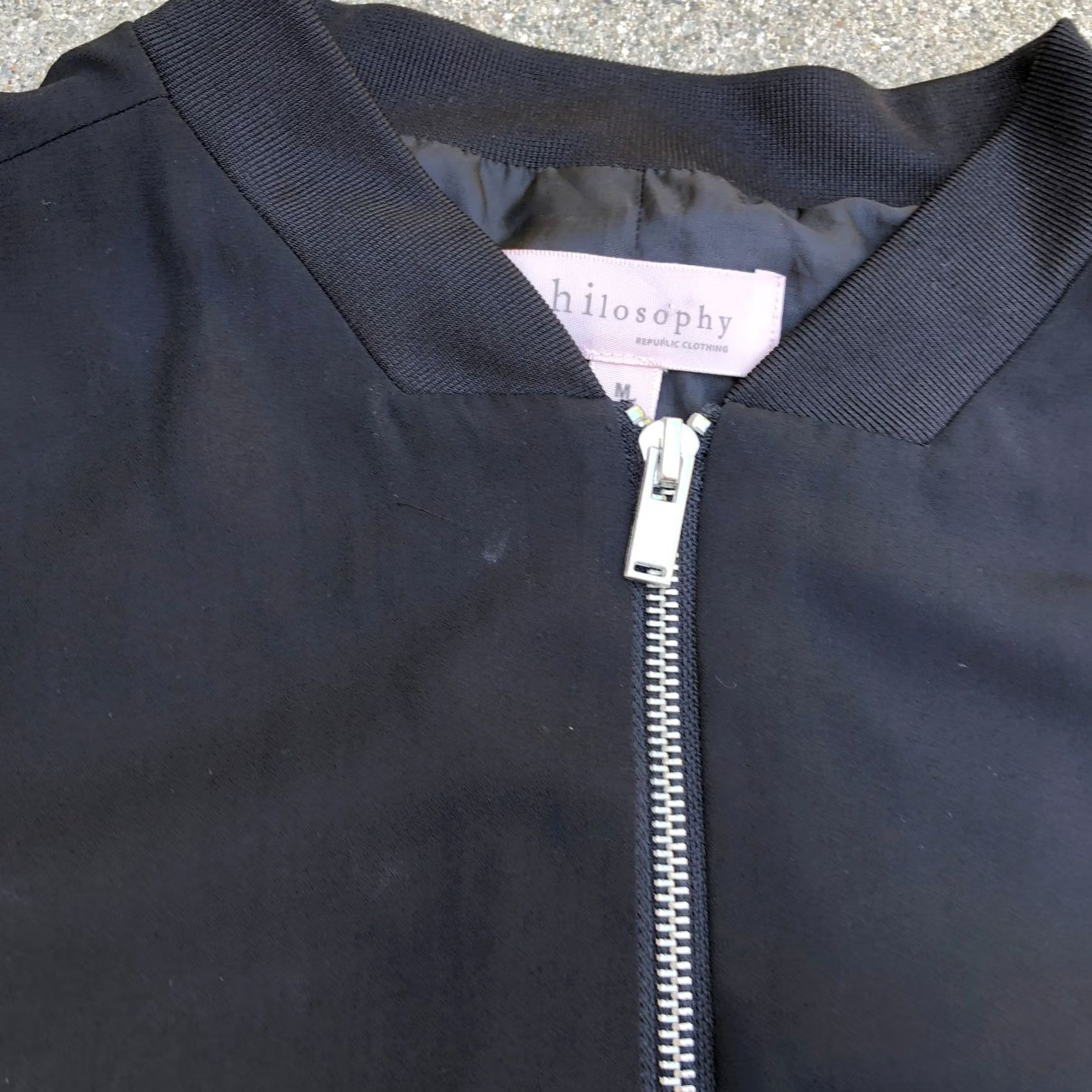 Vintage PHILOSOPHY Bomber Jacket MEDIUM Black Full Zip Long Sleeve Women's Size M / US 6-8 / IT 42-44 - 3 Thumbnail