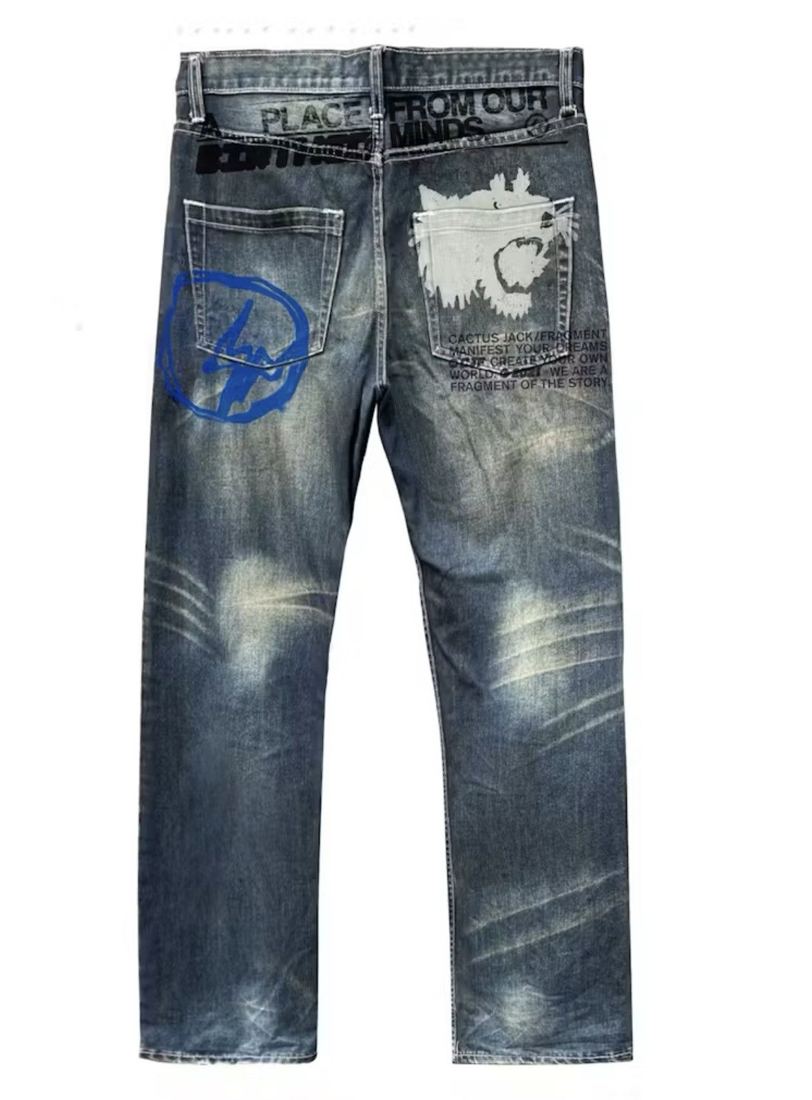 Fragment Design × Kaws × Travis Scott Fragment x Travis Scott Cactus Jack Distressed Denim Size US 32 / EU 48 - 1 Thumbnail