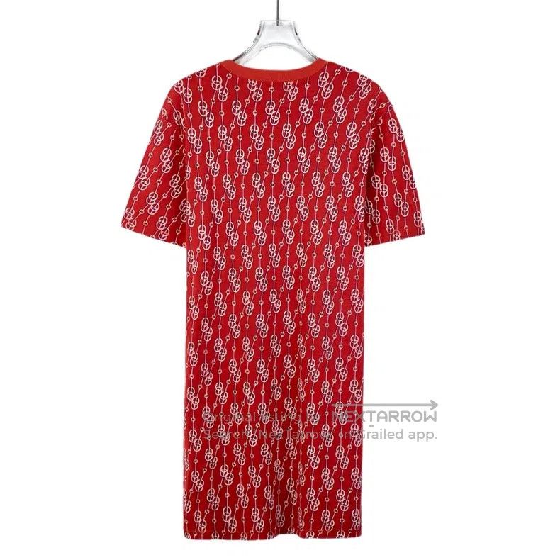 Hermes Hermes Red buckle printed full-print cotton round neck sho Size XS / US 0-2 / IT 36-38 - 2 Thumbnail