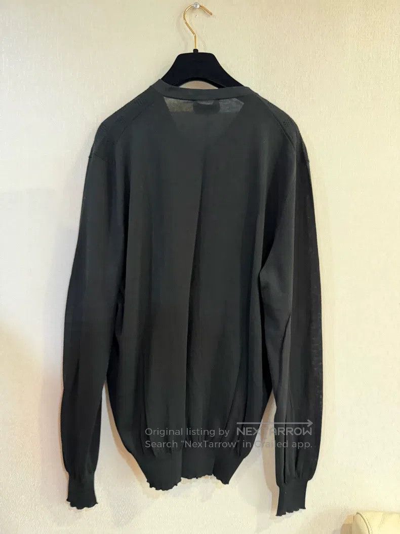 Hermes Hermes Black V-neck horizontal striped lustrous wool sweat Size US L / EU 52-54 / 3 - 2 Thumbnail
