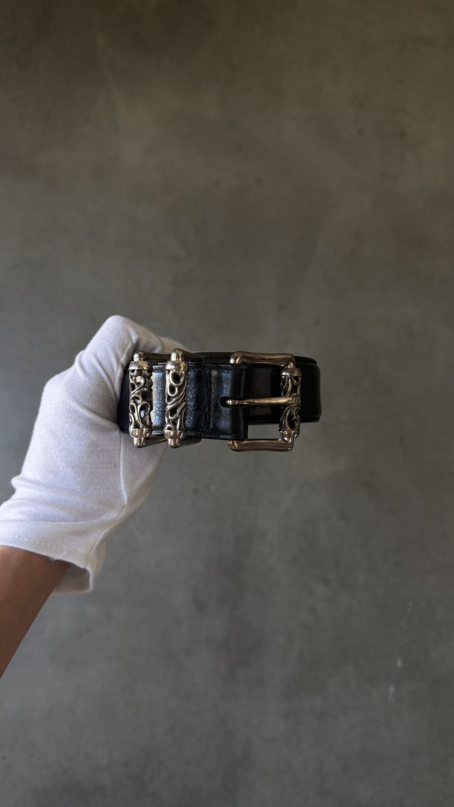 Chrome Hearts RARE! Chrome Hearts Black Leather Roller Belt Size 36 - 1 Thumbnail