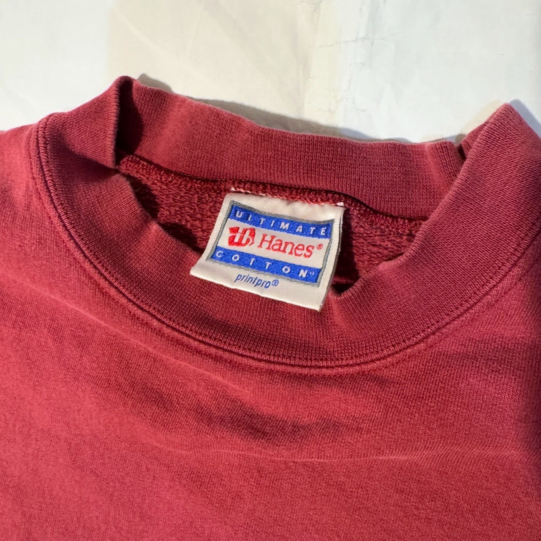 Hanes VINTAGE Hanes Sweatshirt Crew Neck 2XL Red Logo Graphic Print Heavyweight Cotton Fleece Pullover Men 90s Size US XXL / EU 58 / 5 - 3 Thumbnail