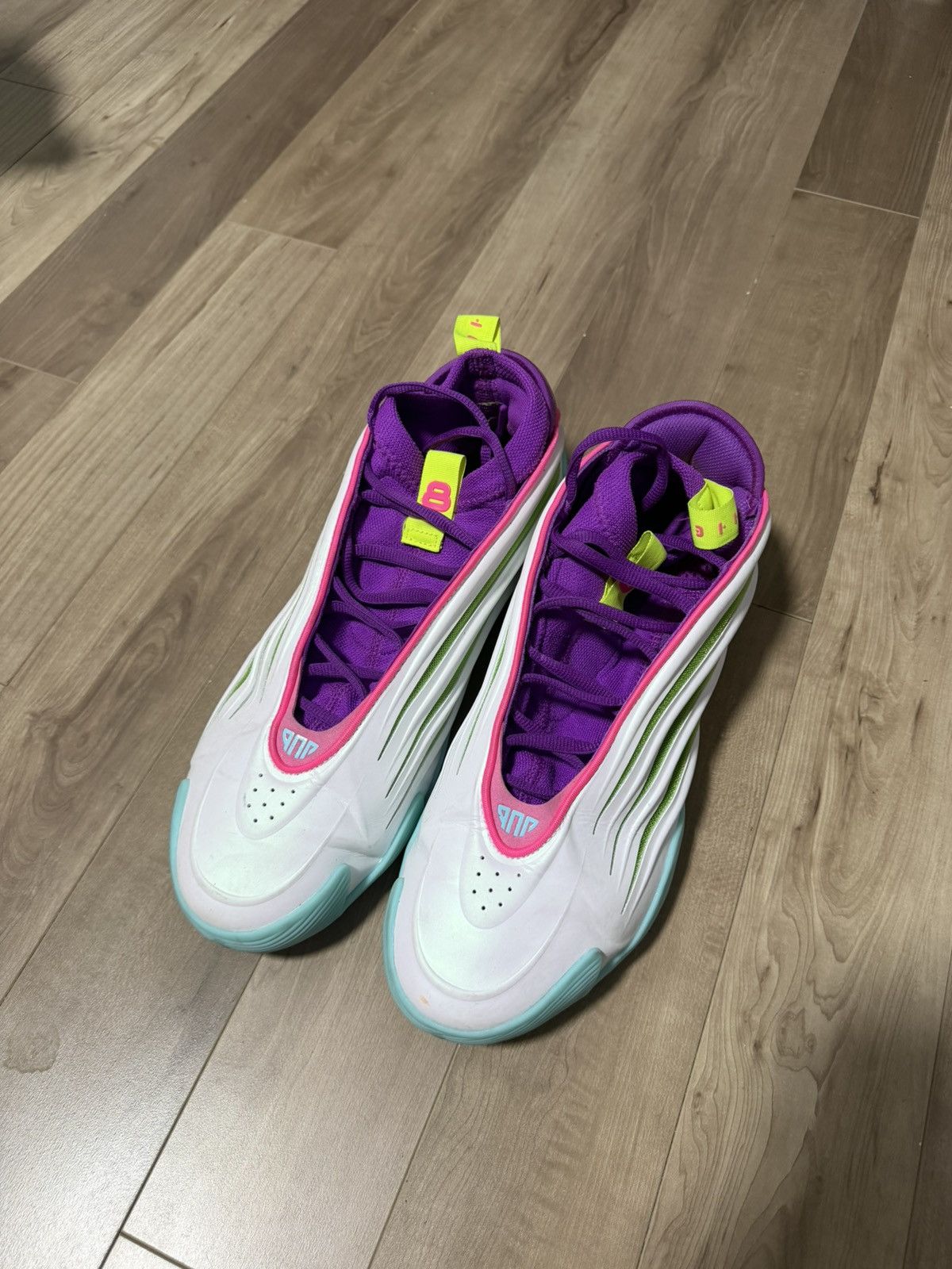 Adidas Jalen Williams x adidas Harden Vol. 9 White Lucid Lime Pink Size US 13 / EU 46 - 2 Thumbnail