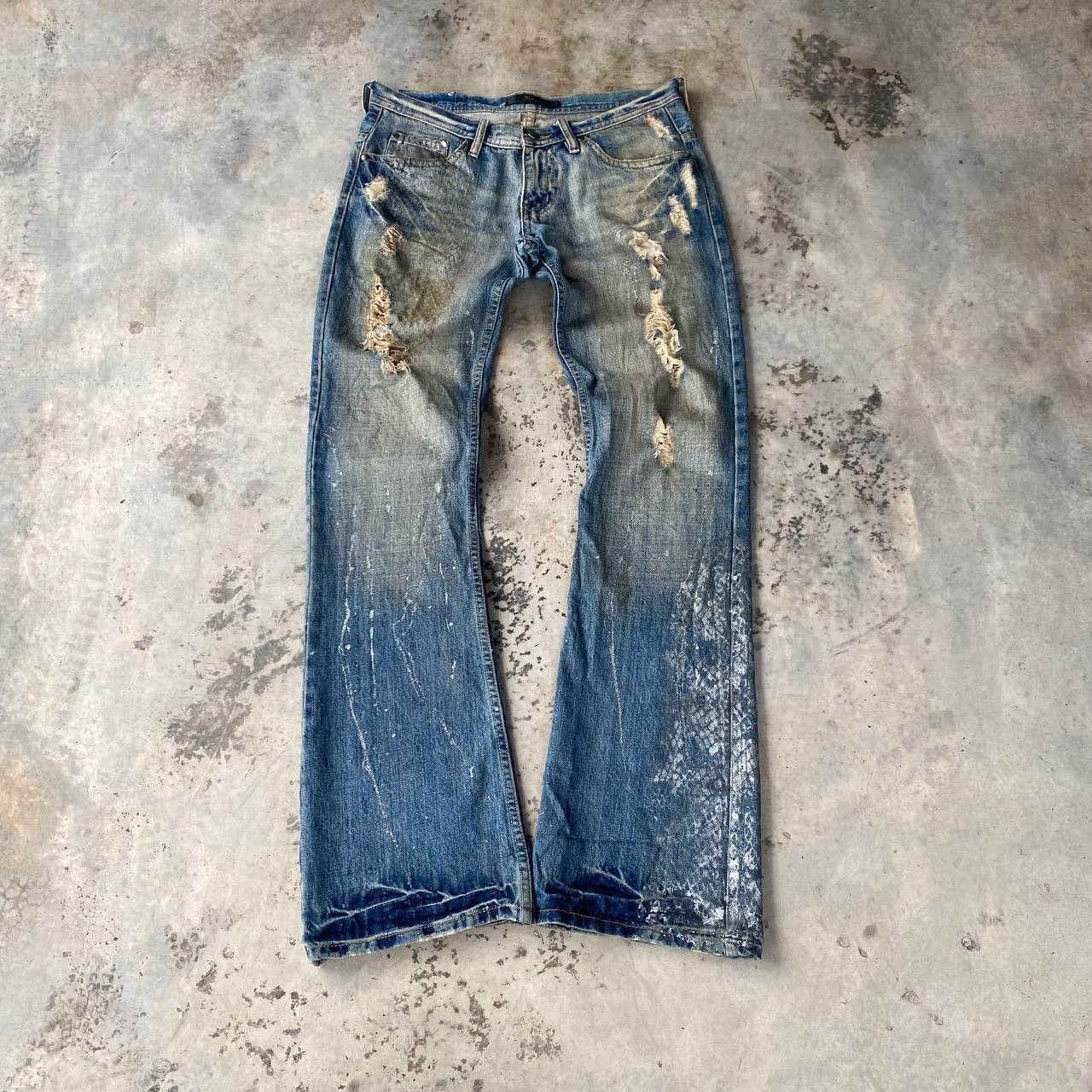 Japanese Brand FLARE Midas Japan "Gimmick" Distressed Grunge Cyber Punk Size US 29 - 1 Thumbnail