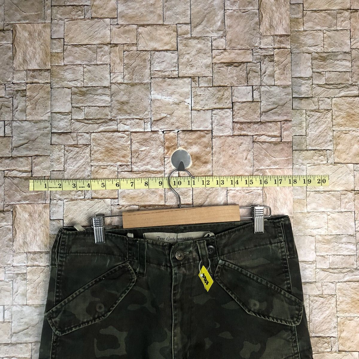 Japanese Brand Free Gale Green Camo Cargo Multipocket Pants #A338 Size US 29 - 4 Thumbnail