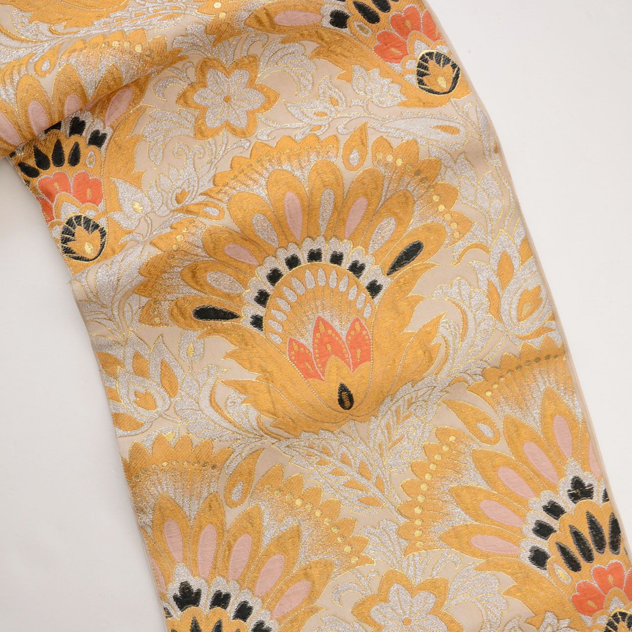 Japanese Brand Japanese Vintage Obi Belt Gold Silver Thread Floral Pattern Size ONE SIZE - 1 Thumbnail