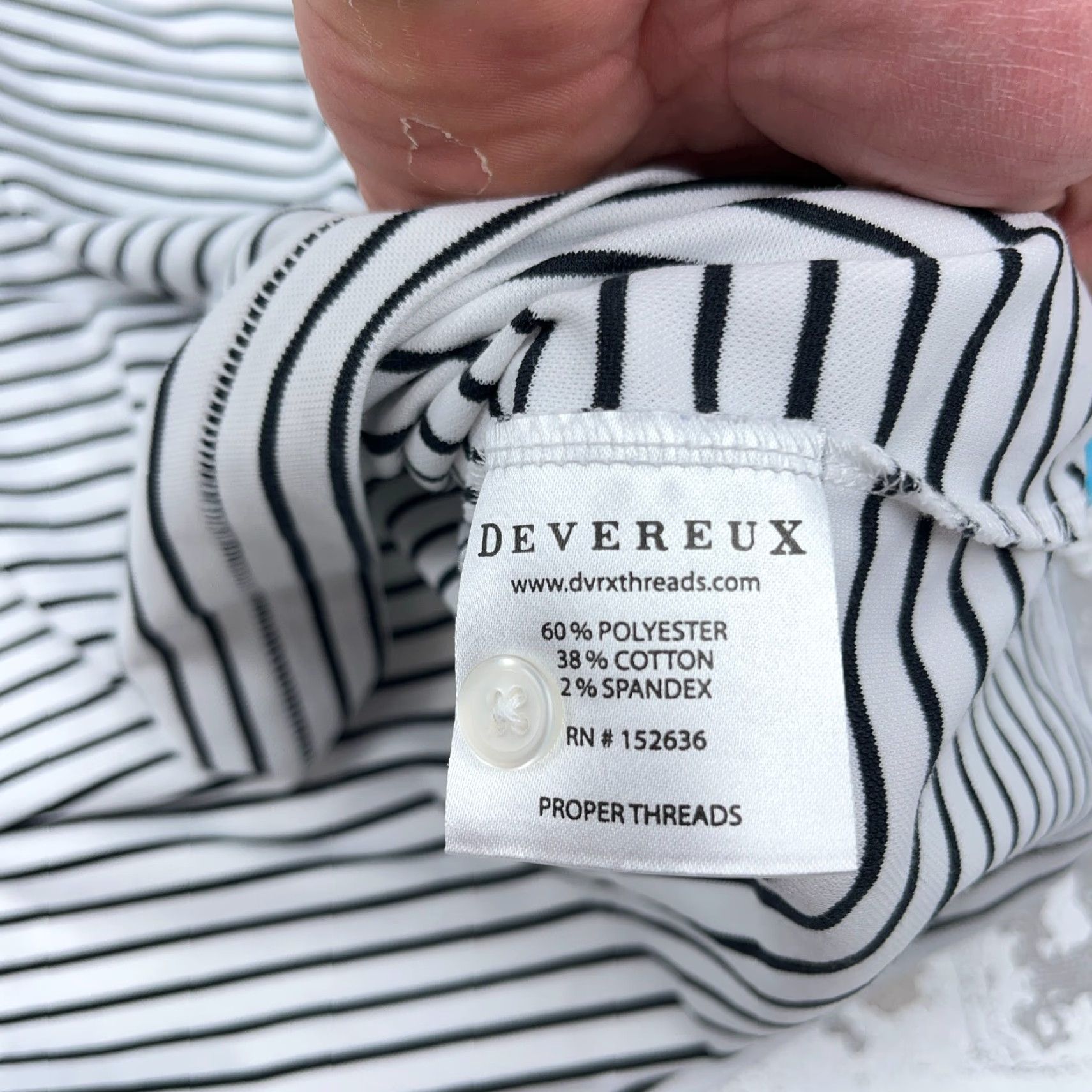 Vintage Devereux Polo Shirt Men XL Black White Performance Golf Tennis Basic Adult Polo Shirt XL Black White Men Regular Short Sleeve Striped Pattern Size US XL / EU 56 / 4 - 5 Thumbnail