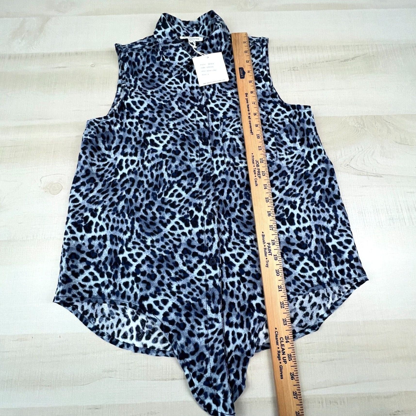 Vintage VINTAGE Beach Lunch Lounge Womens Top Small Blue Leopard Sleeveless Button Up Shirt New Size S / US 4 / IT 40 - 6 Thumbnail