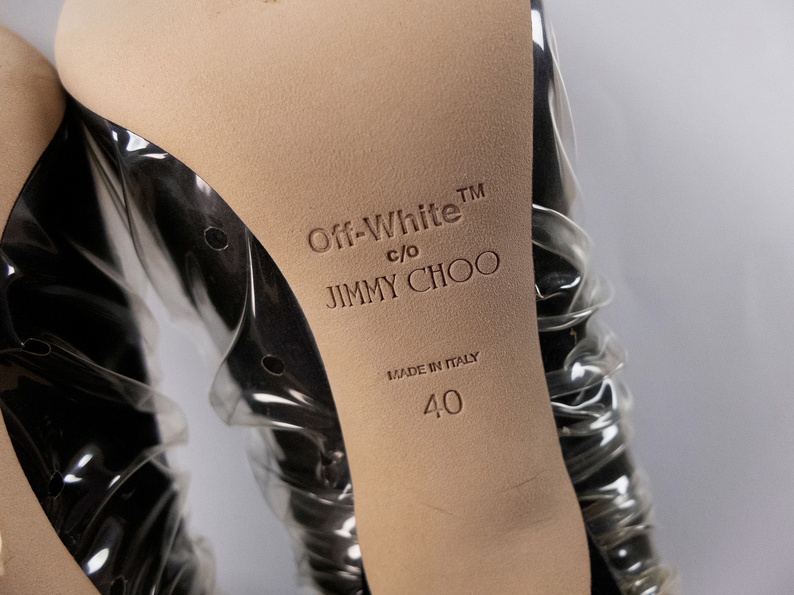 Jimmy Choo JIMMY CHOO x OFF-WHITE Anne black satin fabric PVC pumps 40 Size US 10 / IT 40 - 9 Thumbnail