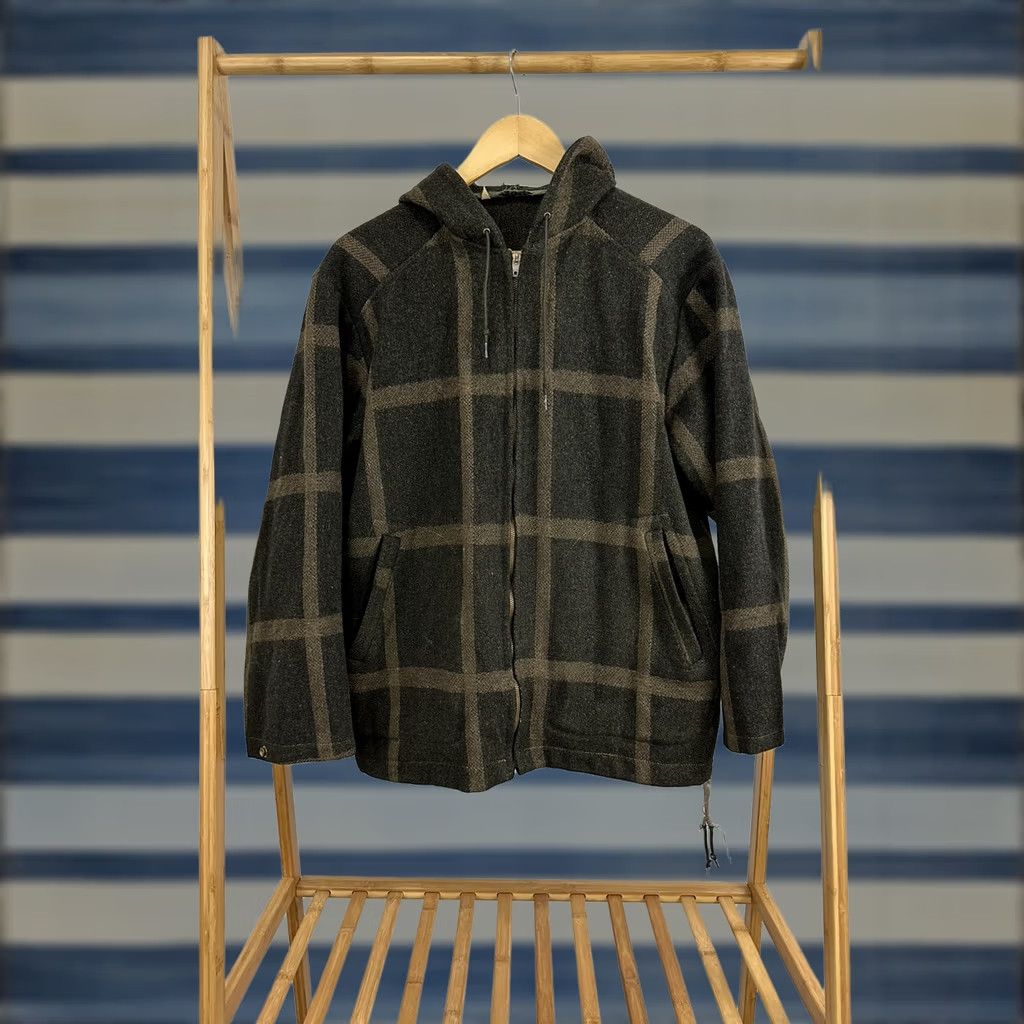 Vintage VINTAGE 50s Plaid Wool Hoodie Jacket Hunting Camp XL Green/Brown Conmatic Zipper Hooded Mens Size US XL / EU 56 / 4 - 1 Thumbnail