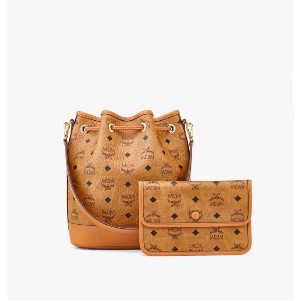 MCM MCM Medium Dessau Drawstring Bag in Visetos Cognac Size ONE SIZE - 5 Thumbnail
