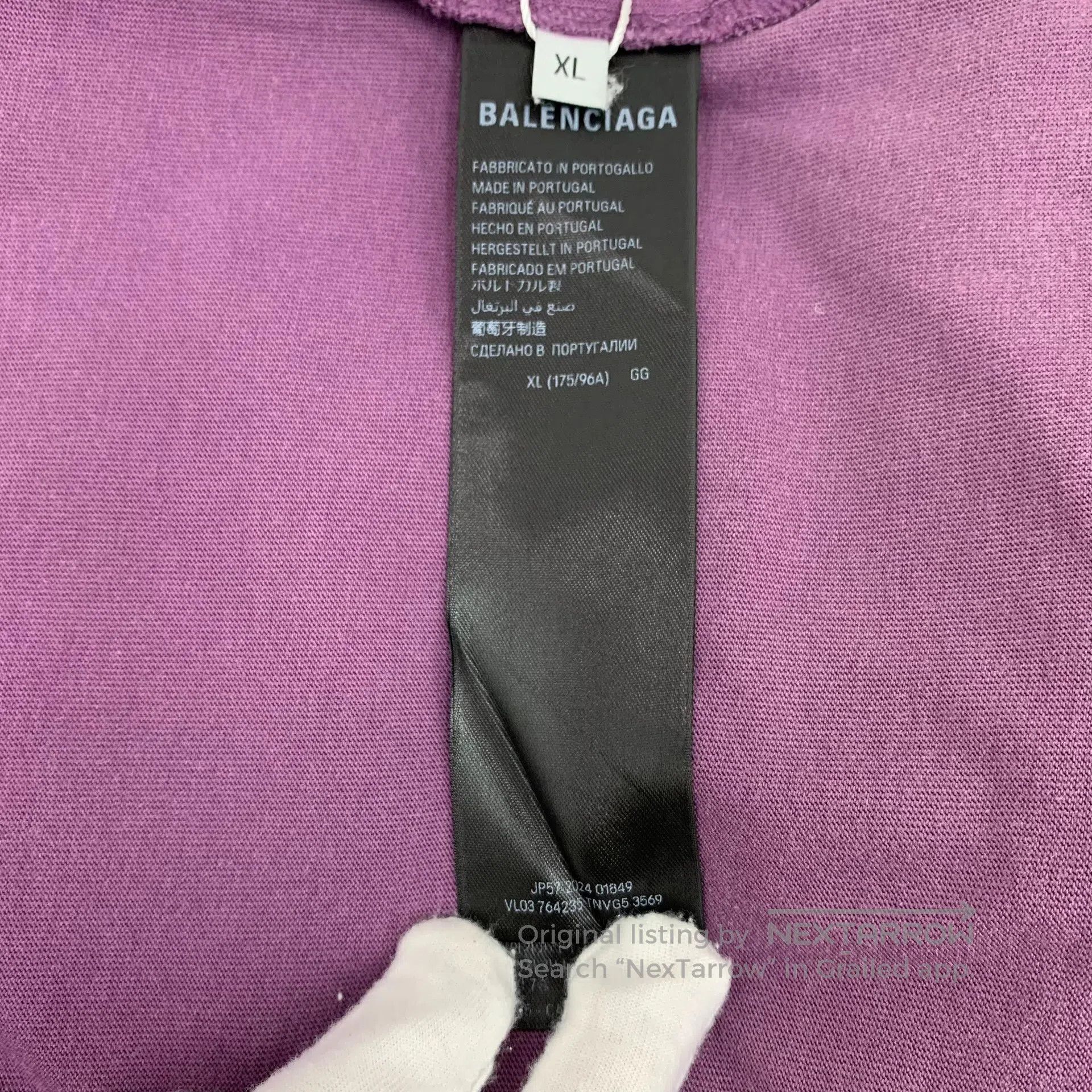 Balenciaga Balenciaga Purple Logo Letter Print Cotton Round Neck Shor Size US XL / EU 56 / 4 - 6 Thumbnail