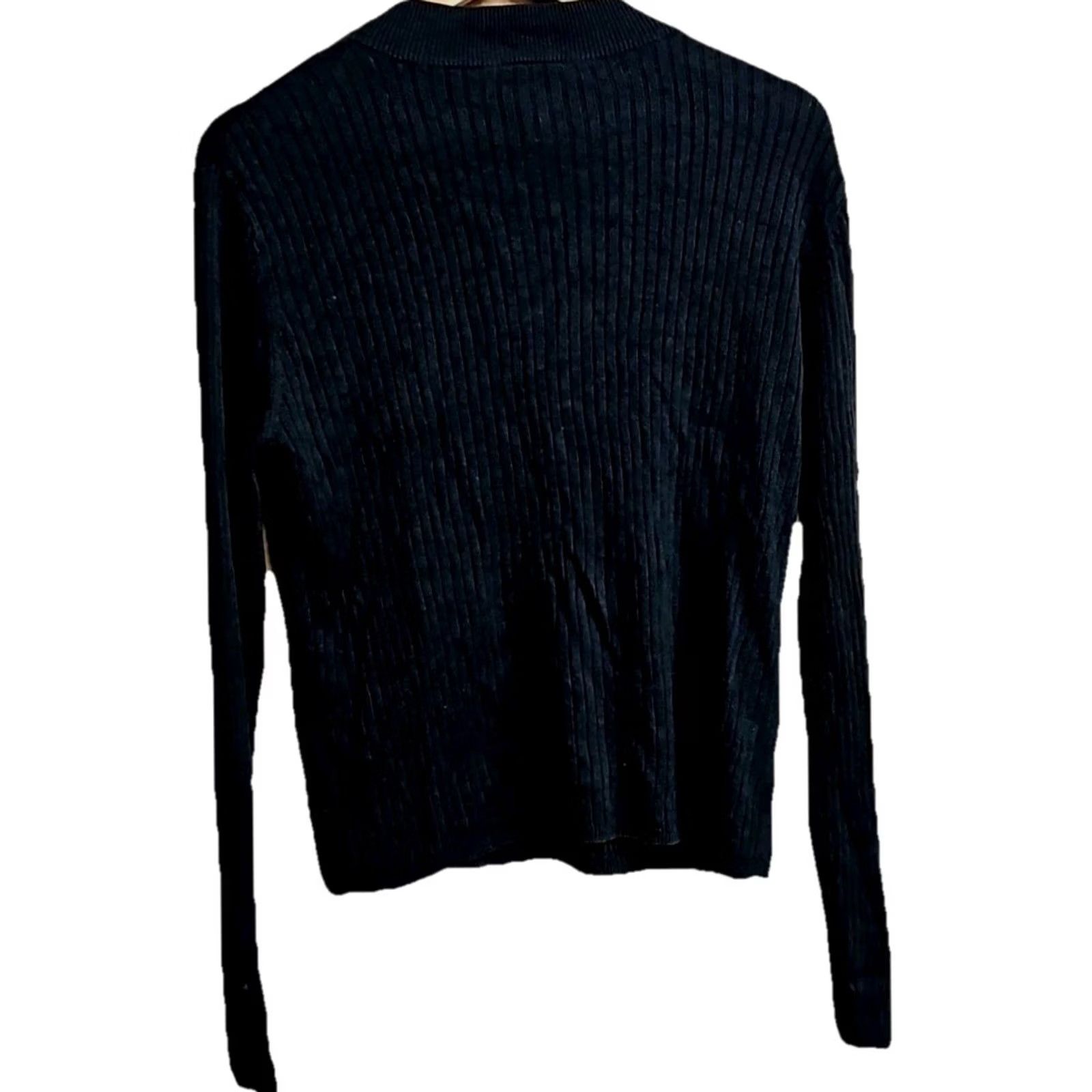 Vintage Ali Miles Black Ribbed Knit Sweater Women’s Large Long Sleeve Crewneck Size L / US 10 / IT 46 - 6 Thumbnail