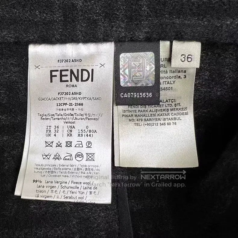 Fendi Fendi Black inner all-over print fringed wool coat Size 4XL / US 24-26 - 4 Thumbnail