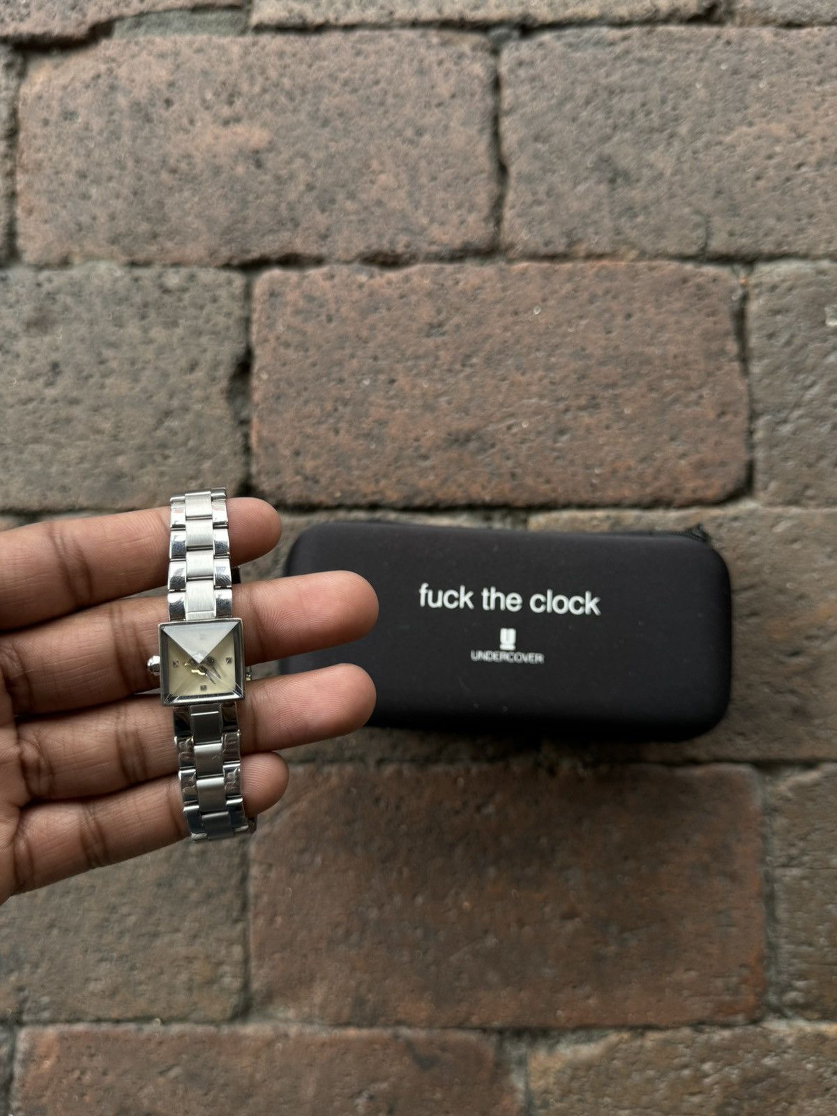 image of Jun Takahashi x Undercover “Chaos & Balance” “Fuck The Clock” Watch in Silver, Men's