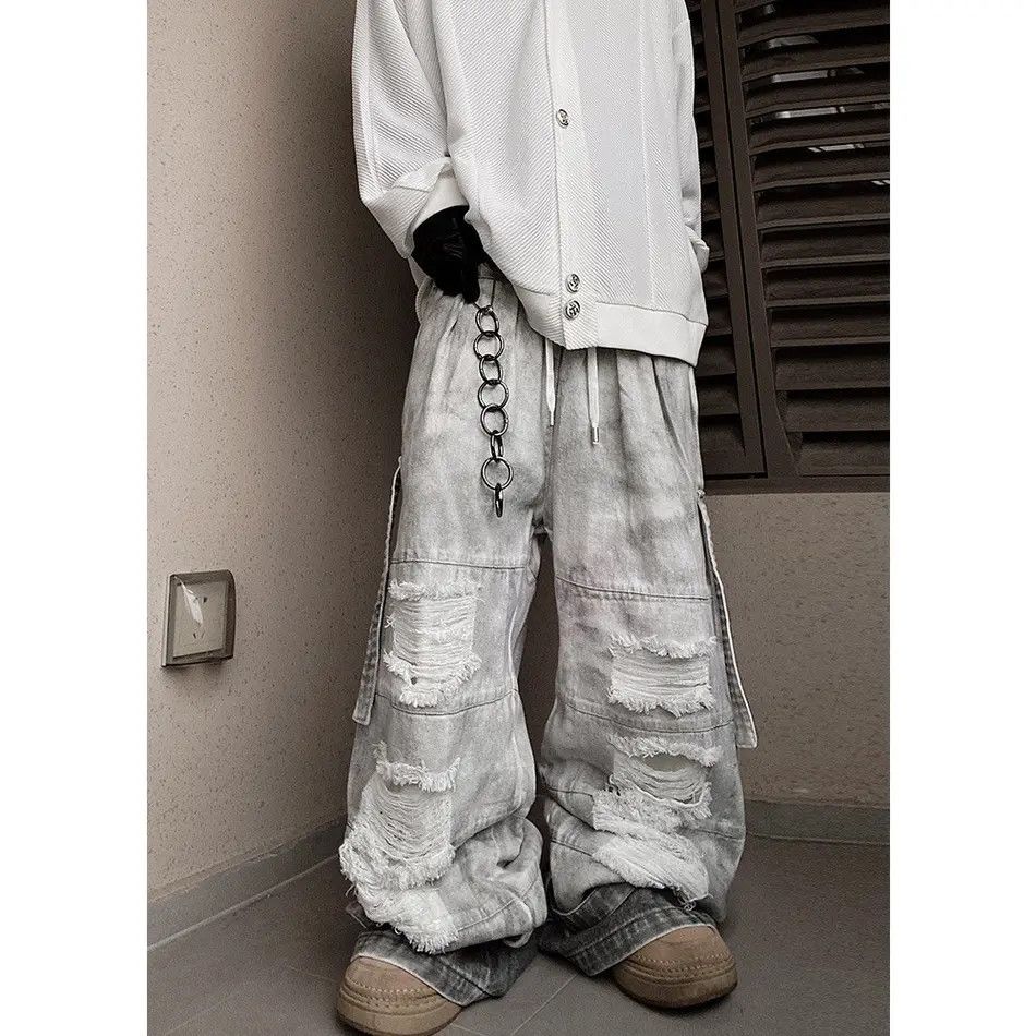 Japanese Brand Vintage loose y2k ripped jeans Size US 32 / EU 48 - 5 Thumbnail