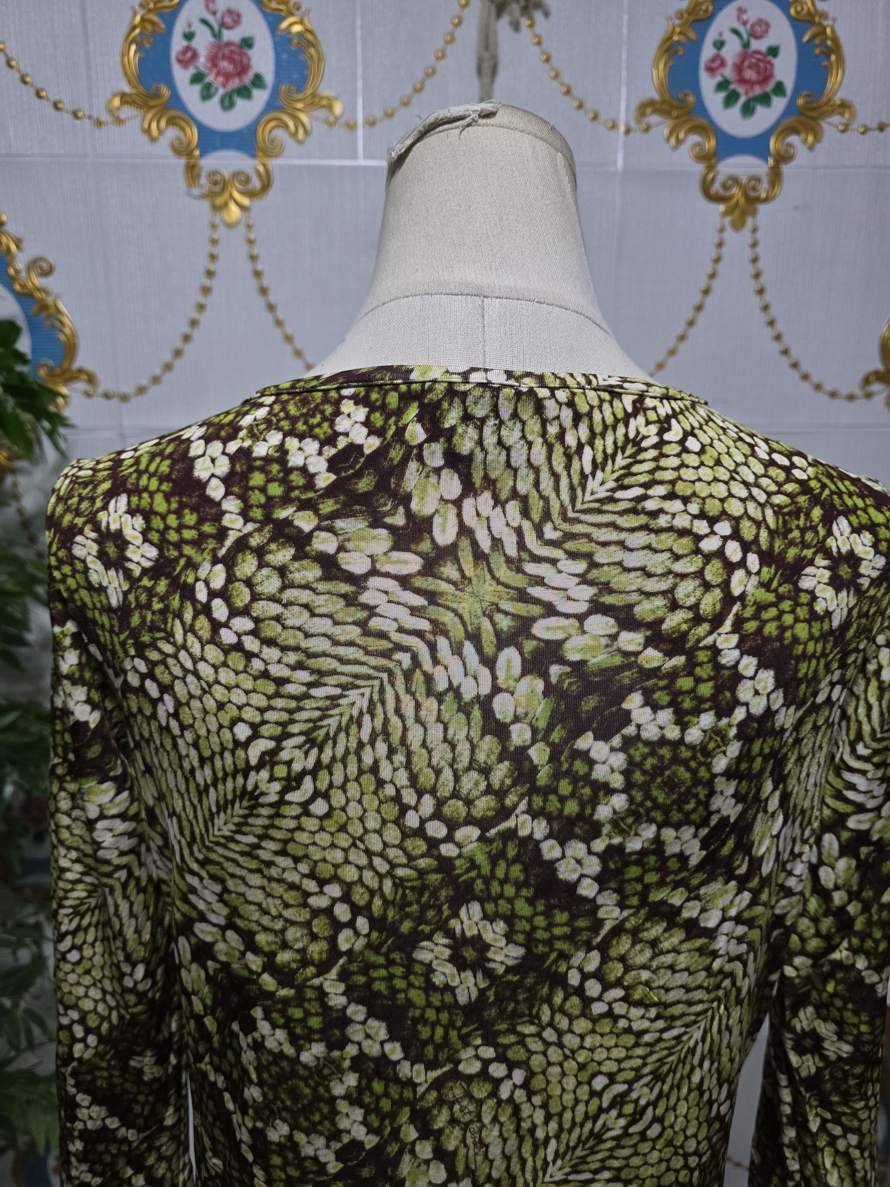 Just Cavalli Just Cavalli vintage scoop-neck,green and brown animal print Size L / US 10 / IT 46 - 7 Thumbnail
