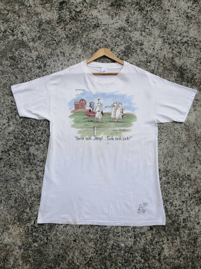 Vintage Vintage 80s The Far Side Animated Cows Tee Size US L / EU 52-54 / 3 - 1 Thumbnail