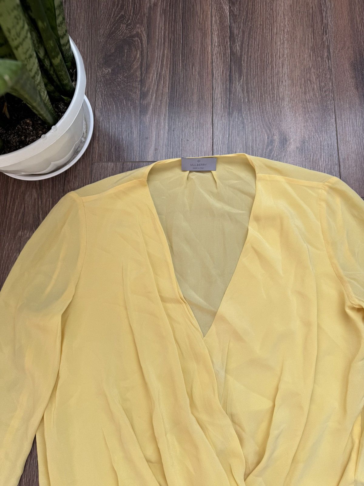 Mulberry Mulberry women's yellow Small silk long sleeve blouse Size S / US 4 / IT 40 - 3 Thumbnail