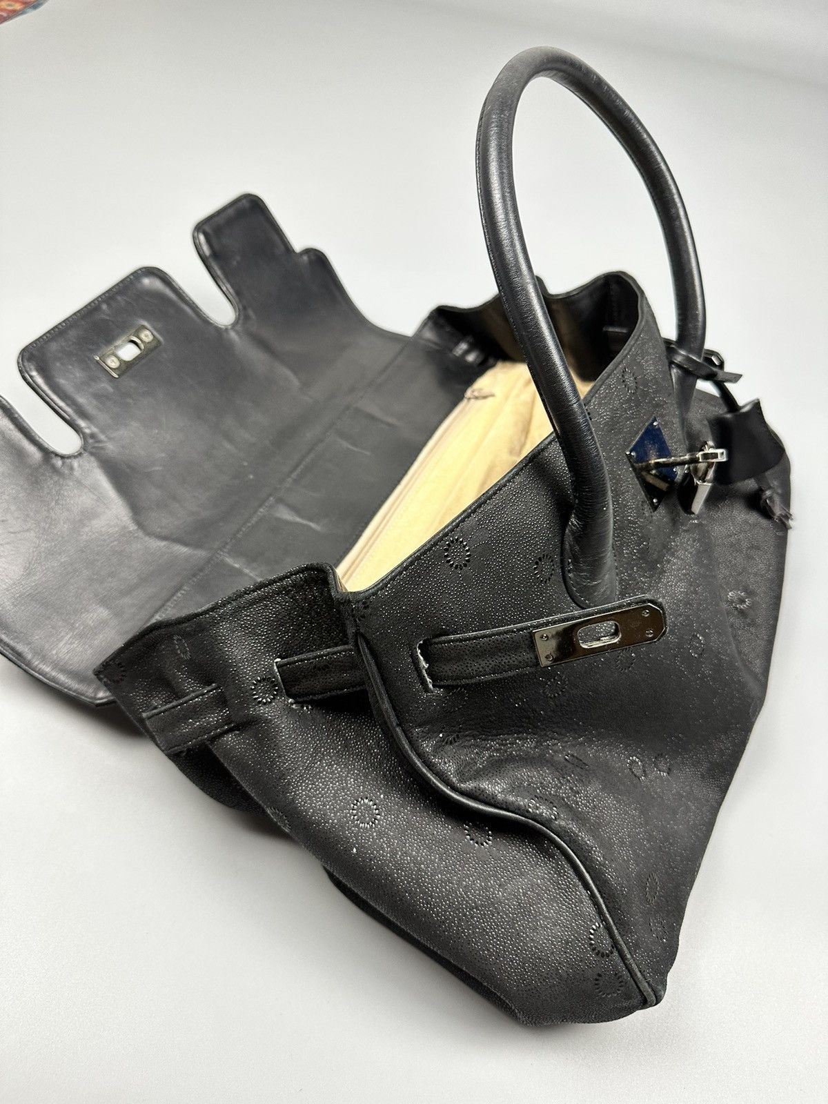 Handmade × If Six Was Nine 🔥Sick🔥Hermes Birkin Inspired Black Suede Leather Handle Bag Size ONE SIZE - 18 Thumbnail