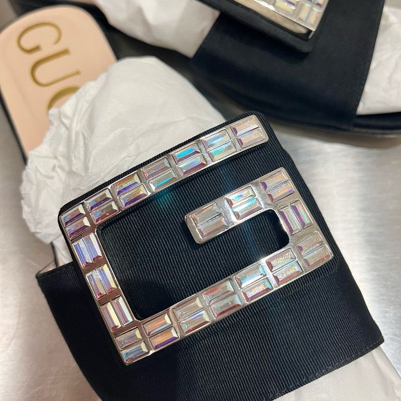 Gucci Gucci Crystal GG Logo Black Slide Sandals - Size US 5 / EU 37 - 4 Thumbnail
