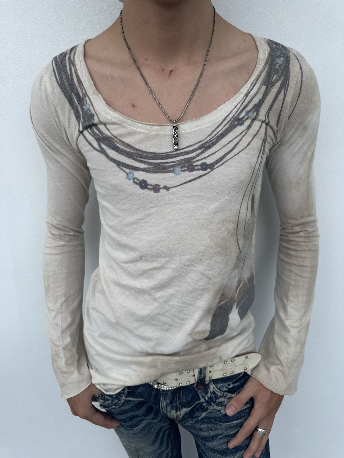 トップス 00s archive goa long sleeve fade t-shirt Goa 00S Archive Vintage Denim Long Sleeve Shirt Y2K Cotton S