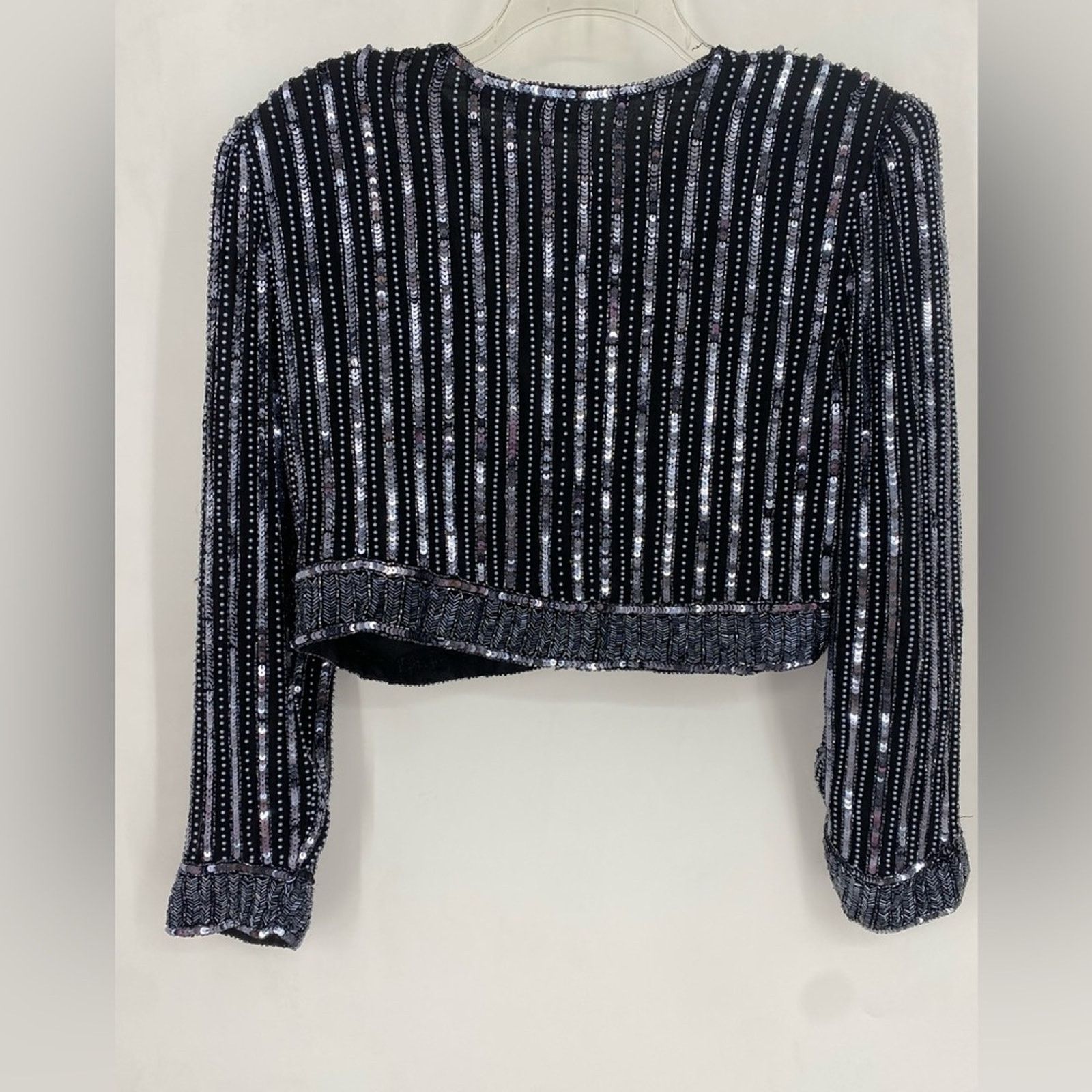 Vintage VTG Laurence Kazar black cropped Beaded Sequin Jacket XL Size XL / US 12-14 / IT 48-50 - 4 Thumbnail