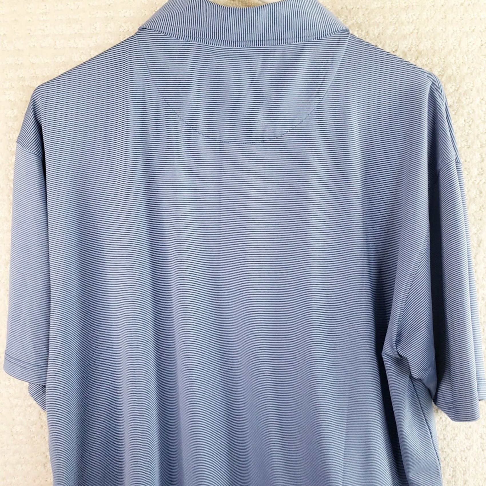 Vintage HL Sport Polo Shirt Men’s L Navy Blue White Striped Short Sleeve Performance Golf Casual Shirt Size US L / EU 52-54 / 3 - 7 Thumbnail