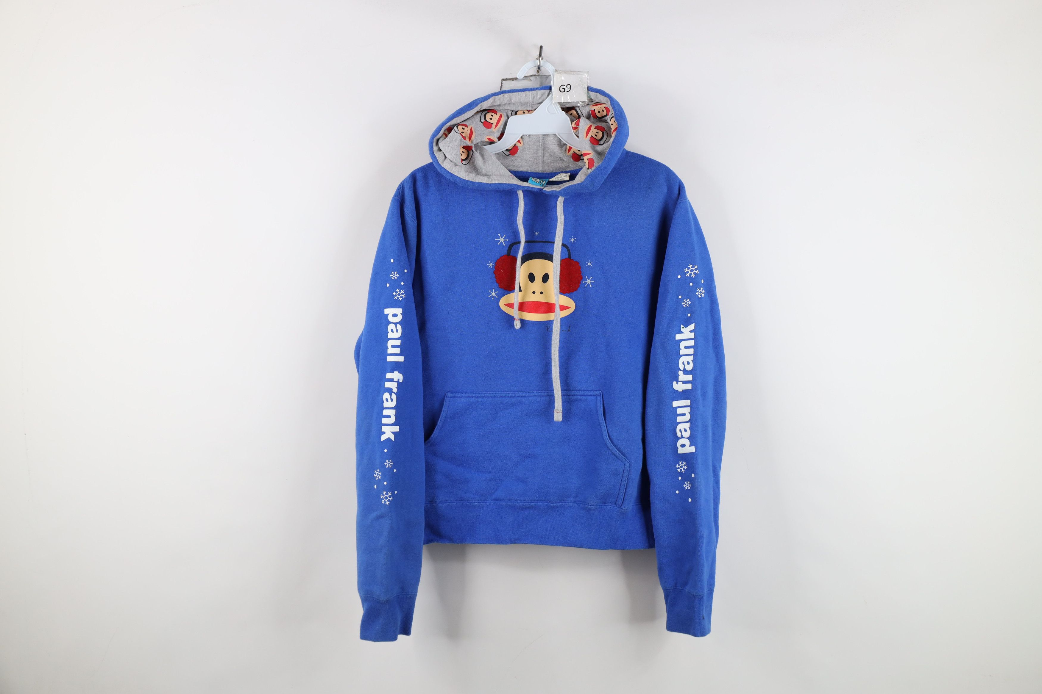Vintage Y2K Paul Frank Spell Snowflake Monkey Hoodie Blue