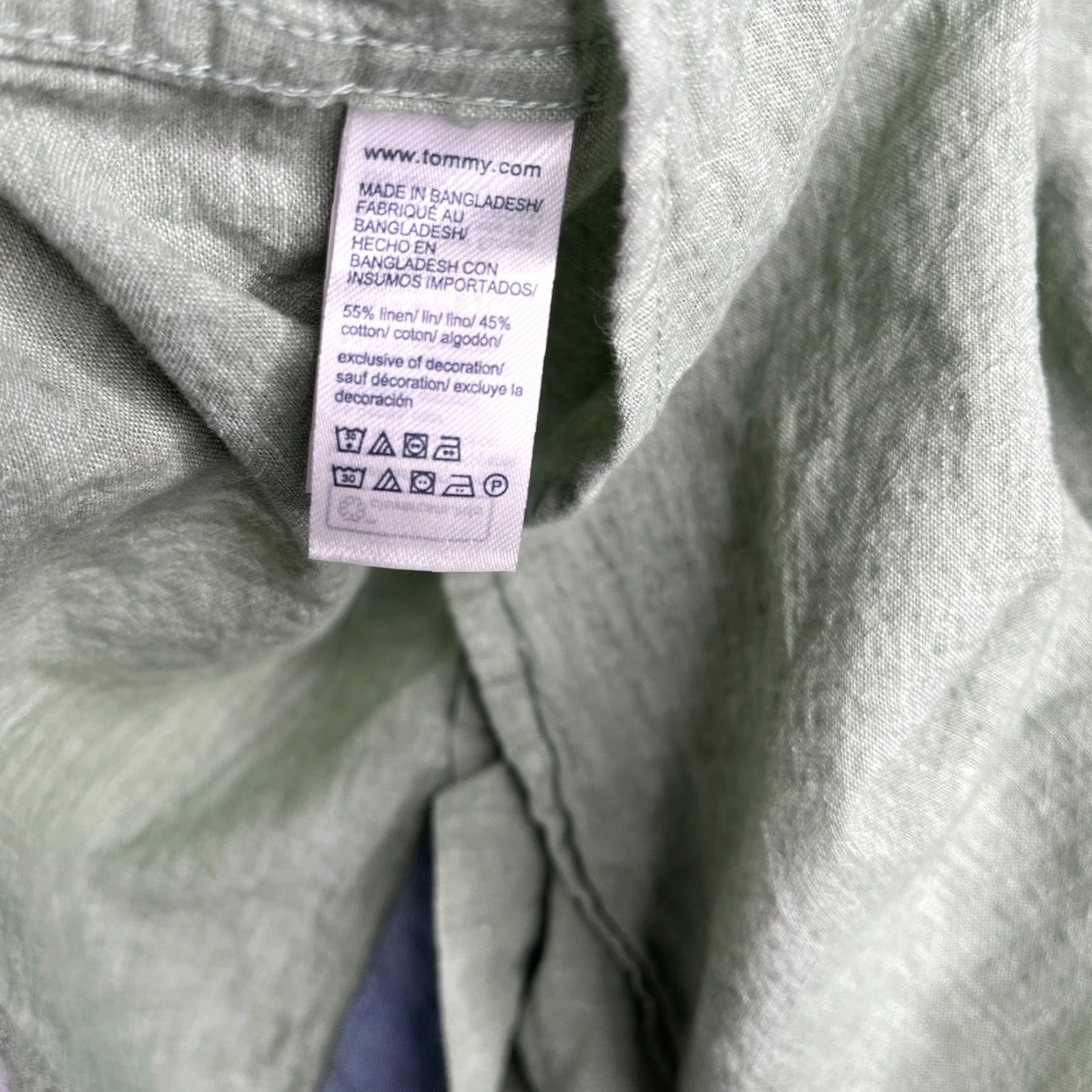 Tommy Hilfiger Tommy Hilfiger Shirt Green Heather Linen Blend Short Sleeve Button-Up Mens Large Size US L / EU 52-54 / 3 - 6 Thumbnail