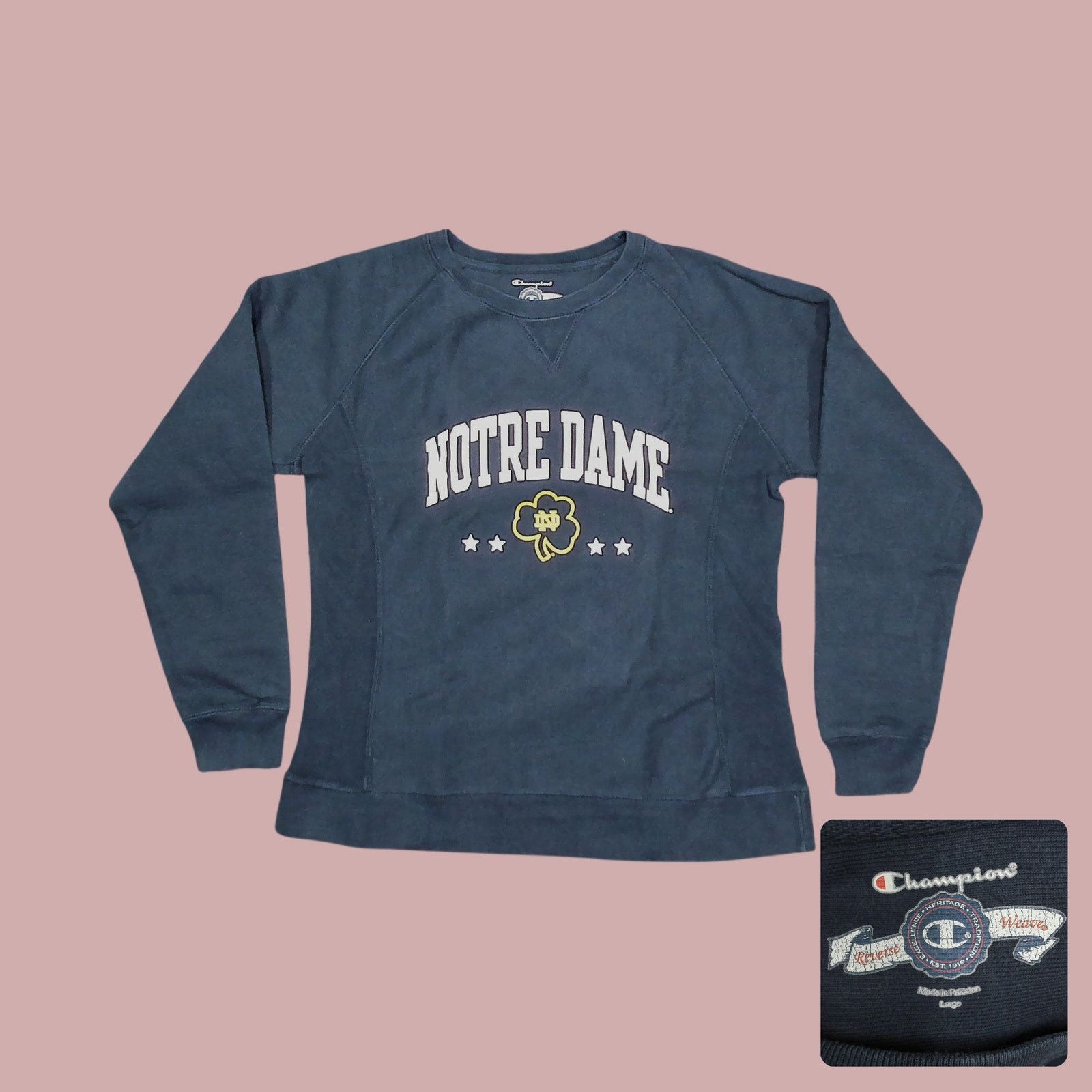 Champion Champion Reverse Weave Y2K Notre Dame Raglan Sweatshirt Size L / US 10 / IT 46 - 1 Thumbnail