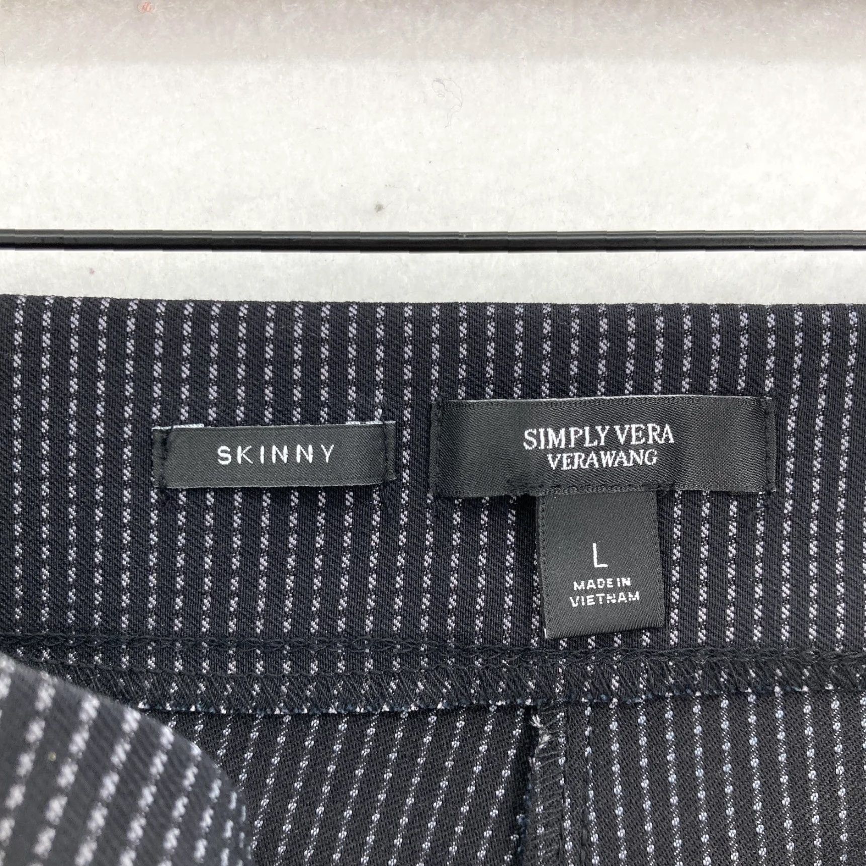Vintage Simply Vera Vera Wang Pants Womens Large Black Pinstripe Polished Twill Skinny Size 36" / US 14 / IT 50 - 7 Thumbnail