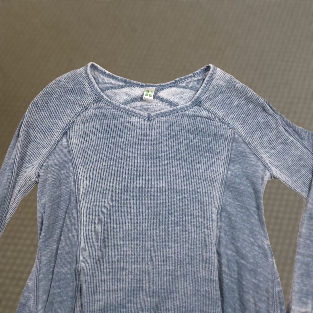tentree Green Tea Shirt Womens Small Blue Thermal Waffle V Neck Long Sleeve Tunic Top Size S / US 4 / IT 40 - 1 Thumbnail