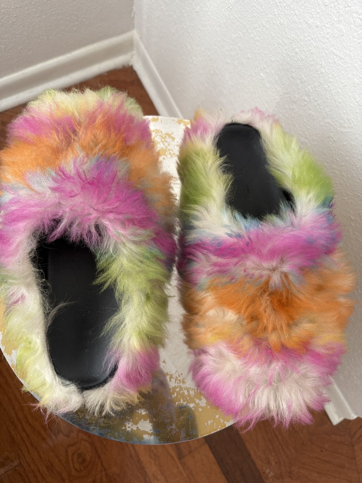 Marni Marni Mens Runway Rainbow shearling fur slippers sz43 (US10) Size US 10 / EU 43 - 2 Thumbnail