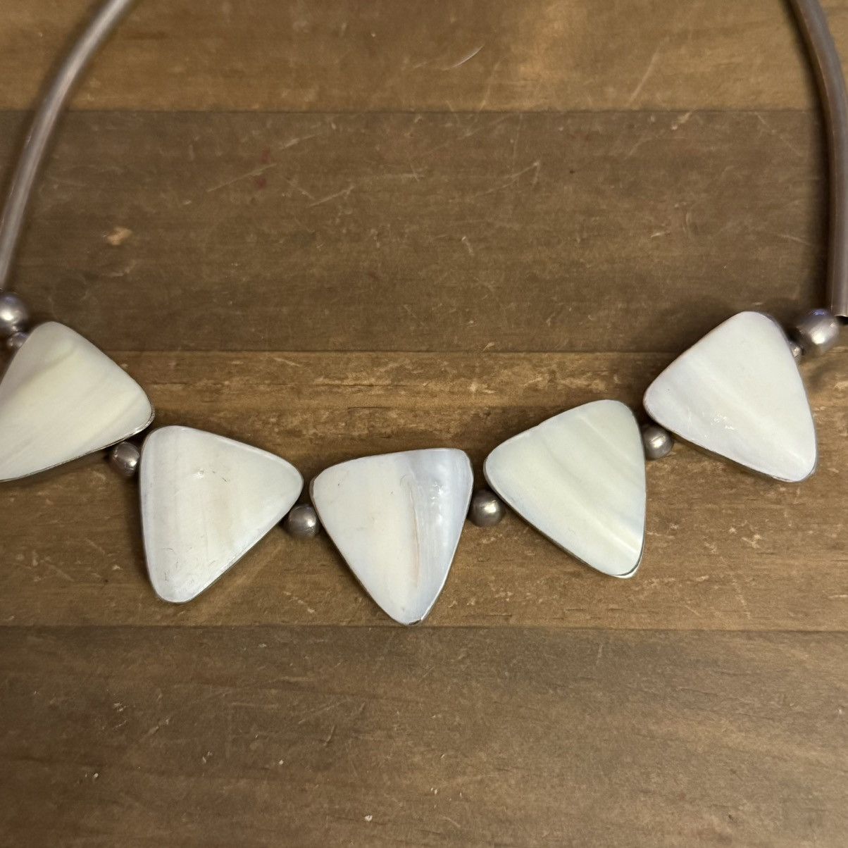 Vintage Vintage silver tone geometric mother of pearl necklace Size ONE SIZE - 3 Thumbnail