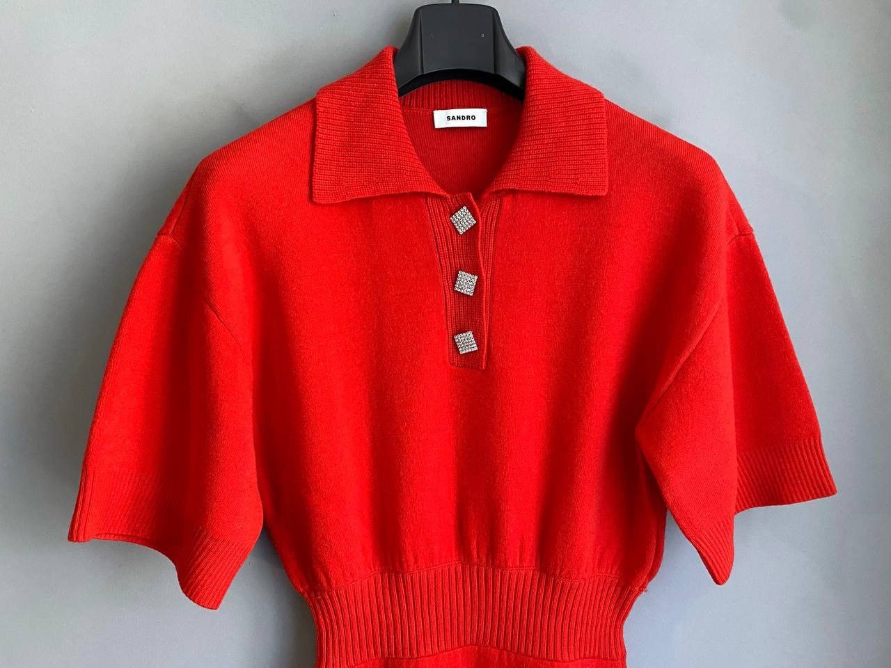 Sandro Sandro Women's Wool/Cashmere Red Knitted Mini Dress, 36/S Size S / US 4 / IT 40 - 3 Thumbnail