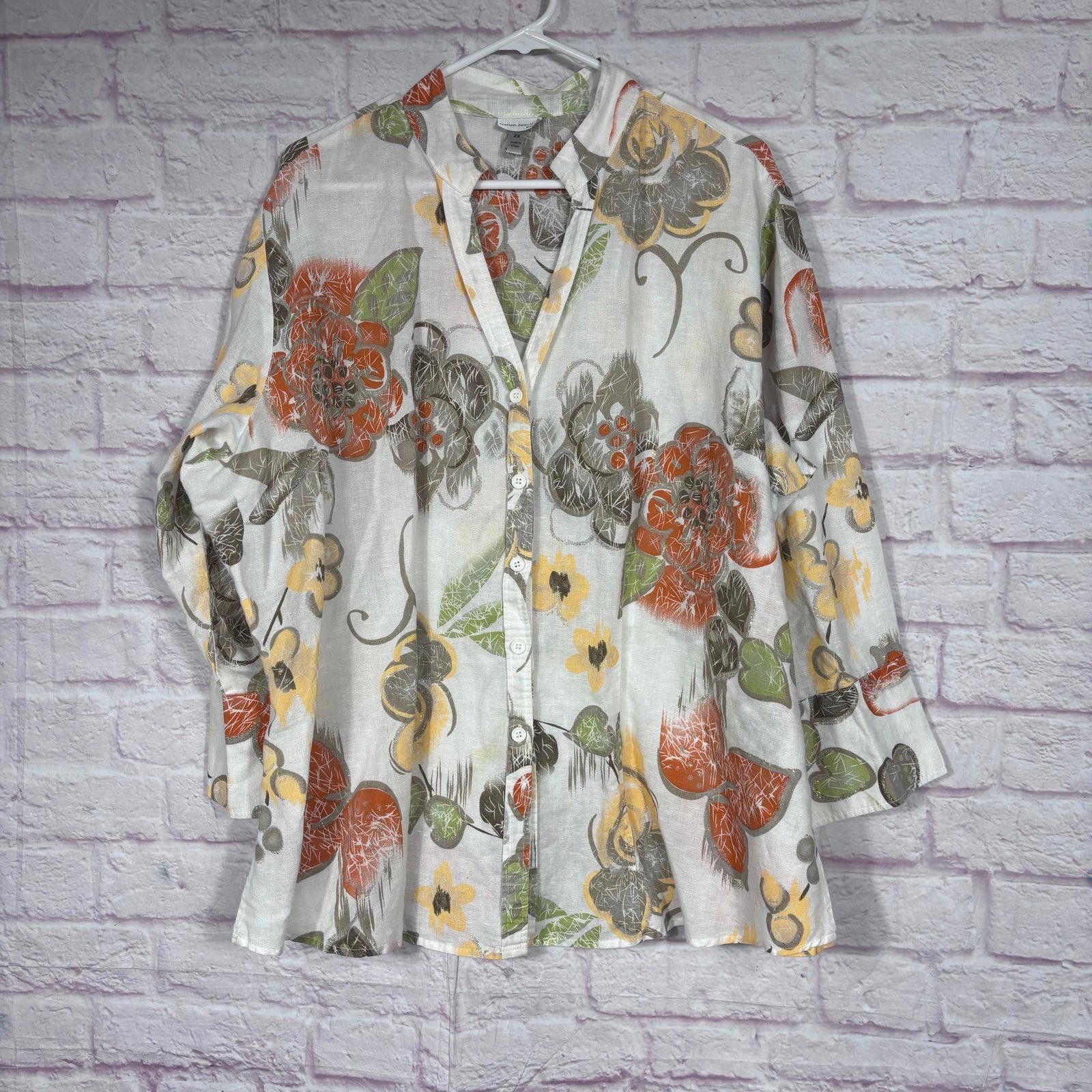 Harve Benard Harvé Benard Women's Floral Button-Up Shirt Size 2X Size XXL / US 16-18 / IT 52-54 - 1 Thumbnail