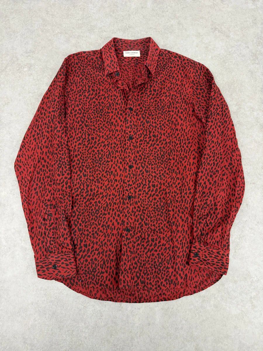 Saint Laurent Paris SS2014 Saint Laurent Red & Black Leopard Shirt Size US M / EU 48-50 / 2 - 1 Thumbnail