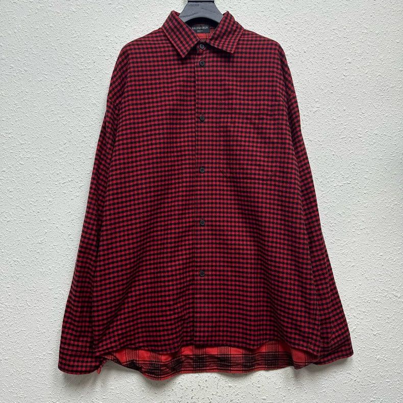 Balenciaga Balenciaga Shirt with red flannel check on both sides Size US XXS / EU 40 - 1 Thumbnail