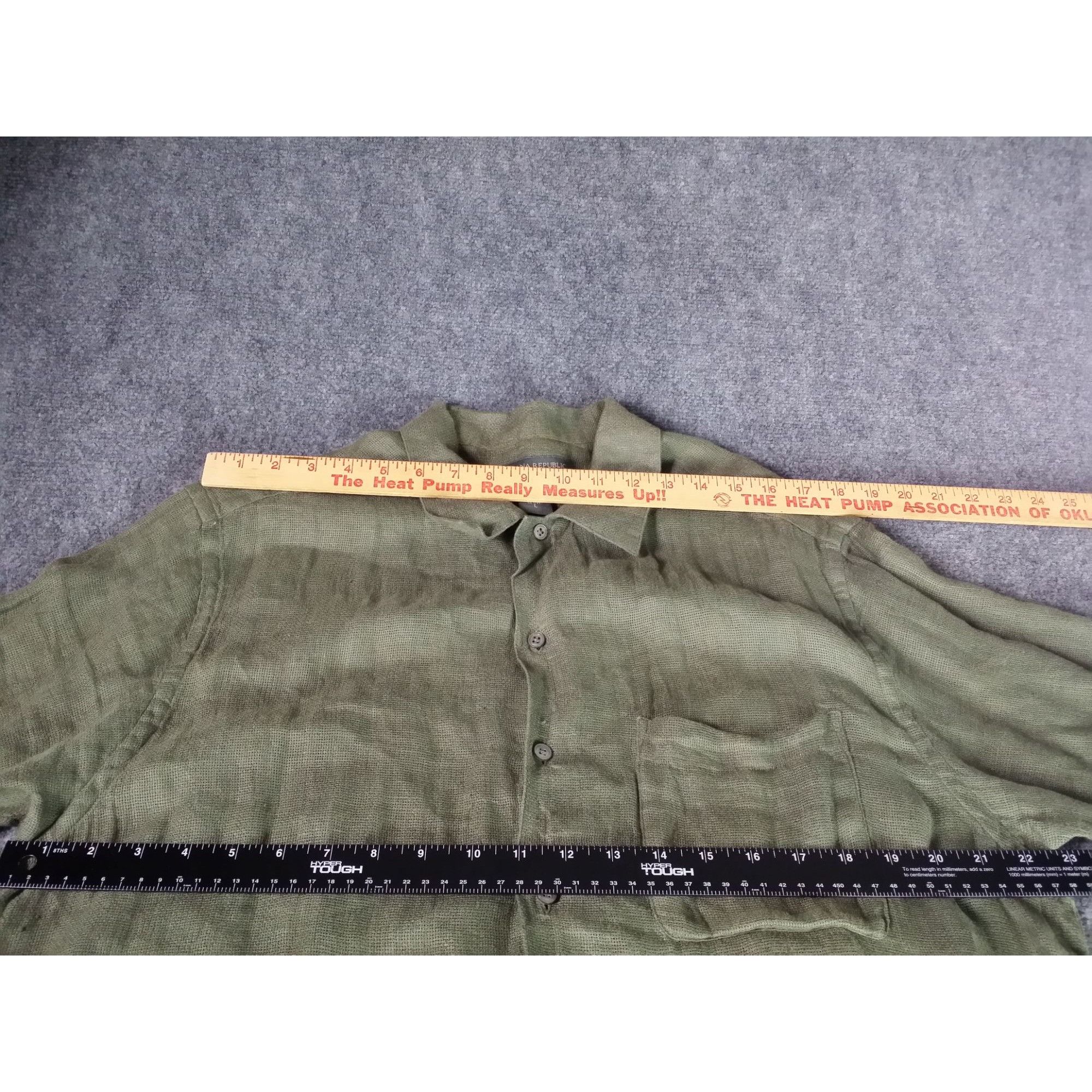 Banana Republic Banana Republic Linen Button Up Shirt Men Sz L Green Short S Size US L / EU 52-54 / 3 - 5 Thumbnail