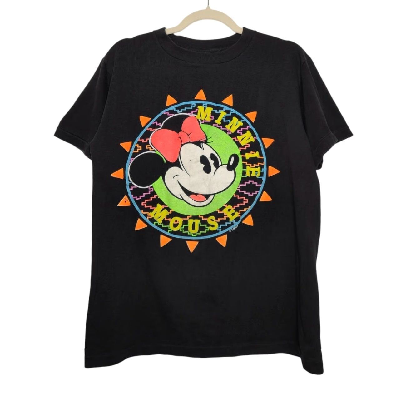 Disney VINTAGE Minnie Mouse Puff Print Shirt Black Disney 90s Single Stitch Men M Neon Art Boys Girls Womens Mens Size US M / EU 48-50 / 2 - 2 Thumbnail