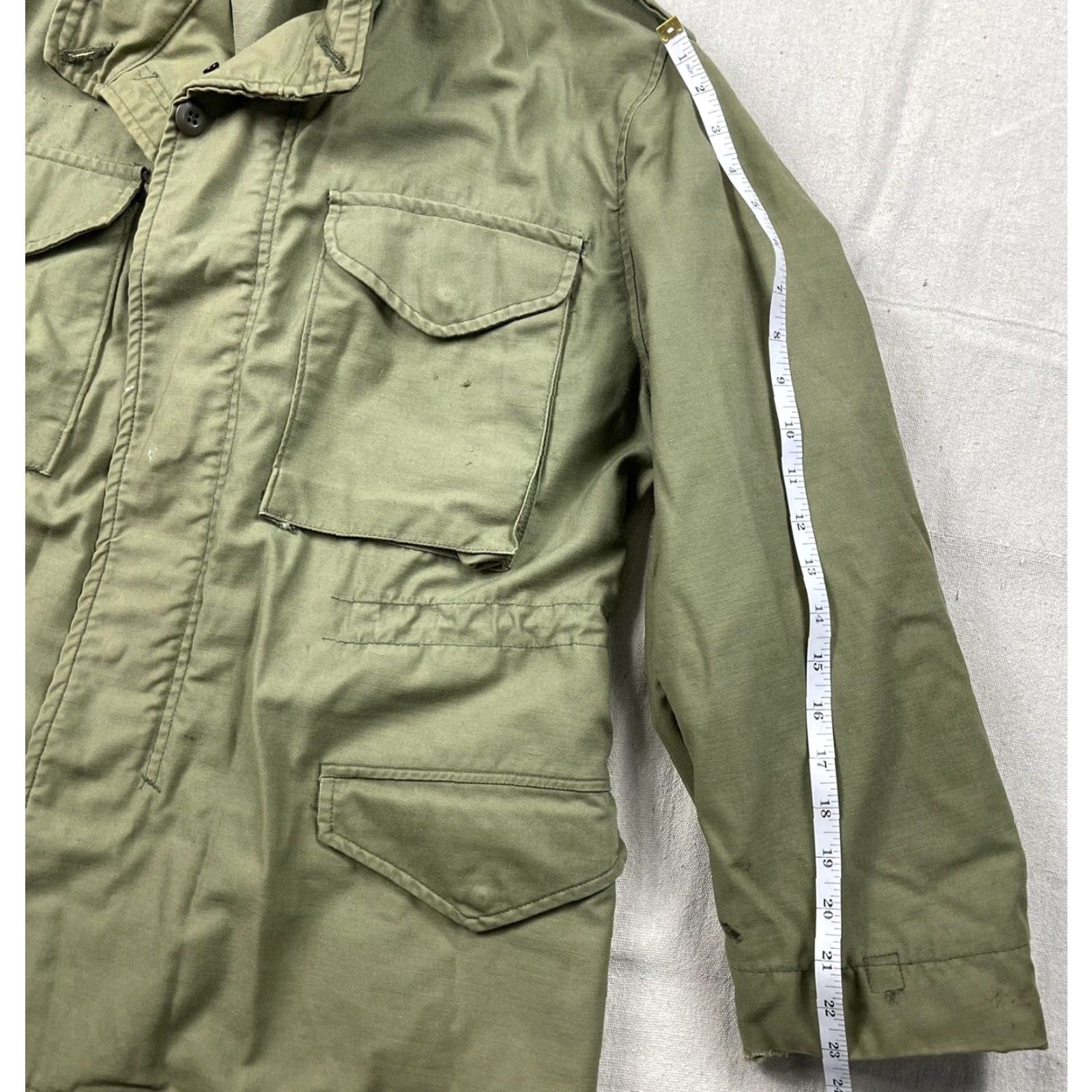 Vintage VINTAGE Army Military Jacket Green Canvas Lined Field Coat M Men Mid-Length Militaria Decade Militaria Mens Coat Size US M / EU 48-50 / 2 - 7 Thumbnail