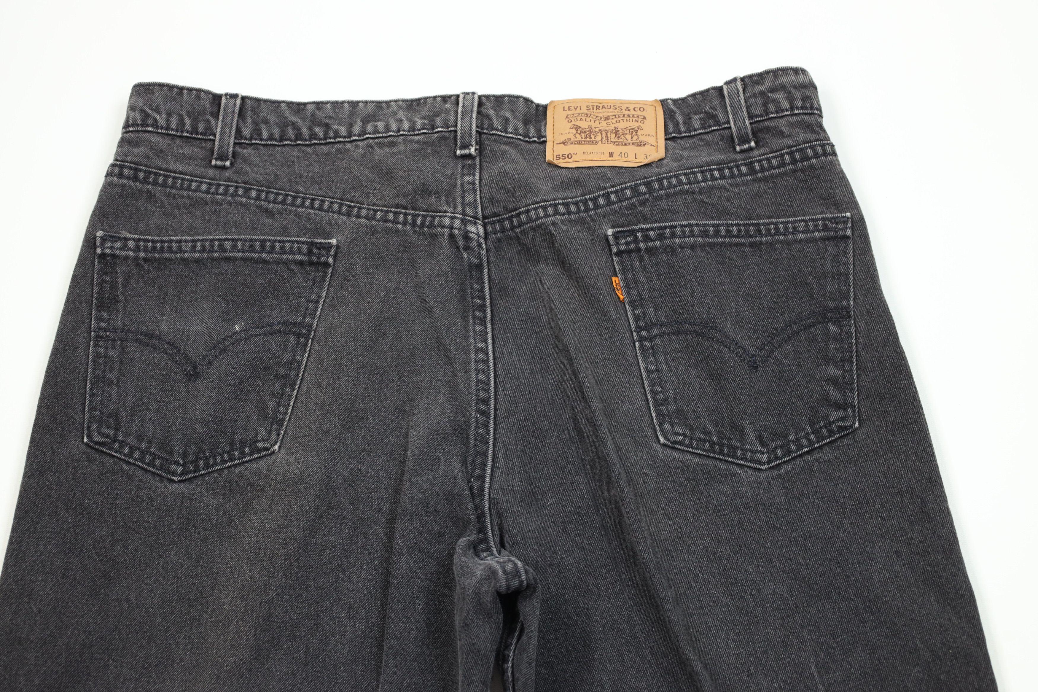 Levi's Vintage 90s Levis 550 Orange Tab Denim Jeans Black Cotton Size US 40 / EU 56 - 9 Thumbnail