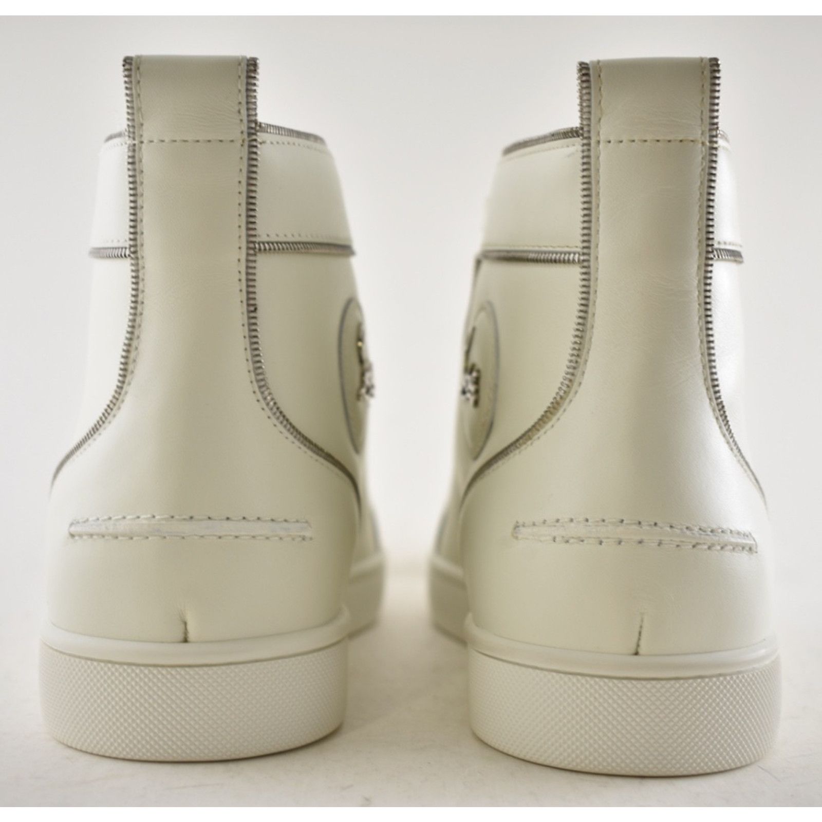 Christian Louboutin Mens Louis Z Flat White Zipper High Top Sneakers 43.5 10.5 Size US 10.5 / EU 43-44 - 13 Thumbnail