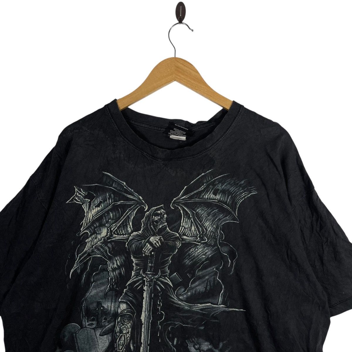 Vintage Vtg Dark Angel Gothic Graphic T-Shirt Fantasy Reaper Winged Size US XXL / EU 58 / 5 - 2 Thumbnail