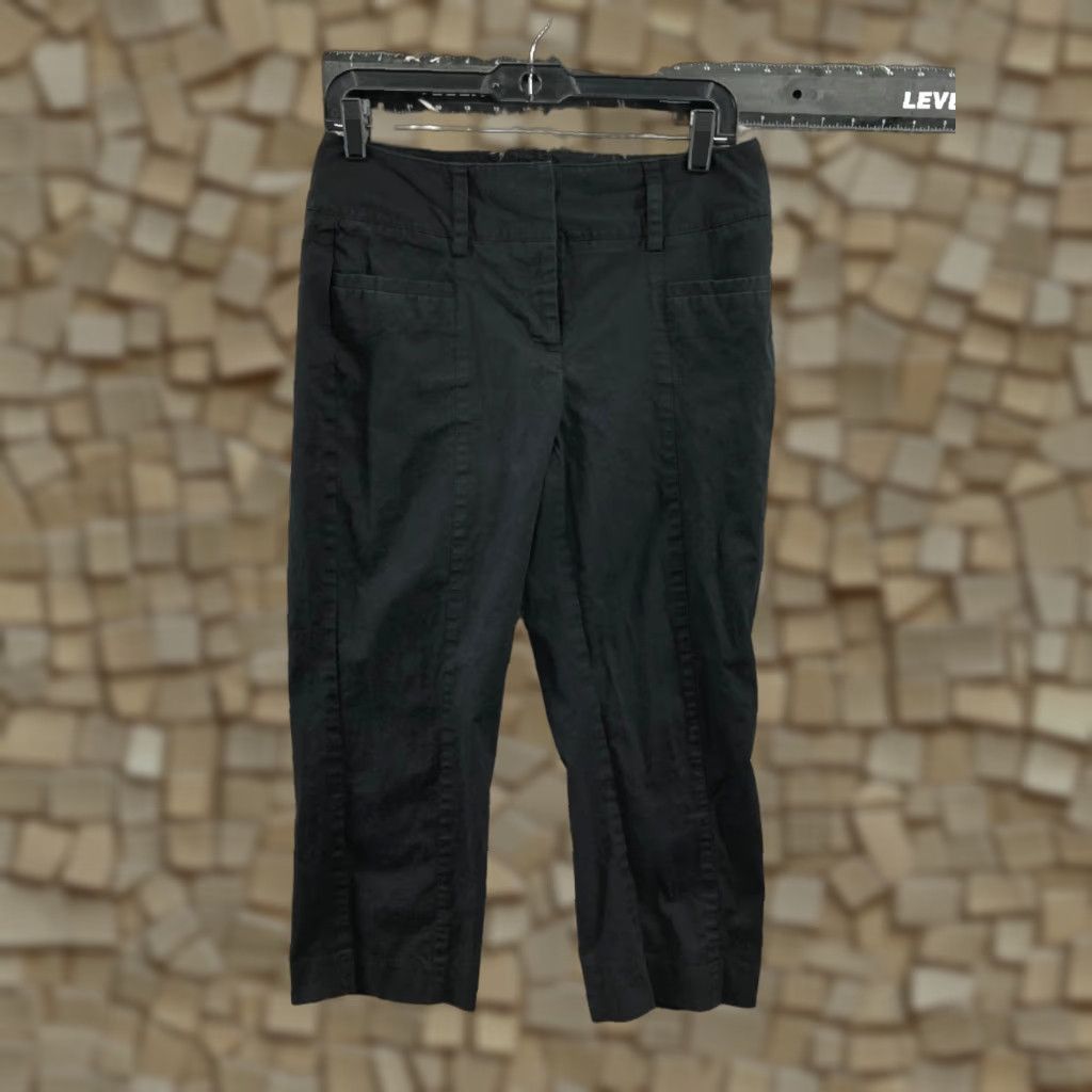 Vintage Dana Buchman Signature Capri Pants Size 4 Womens Mid Rise Hook Eye Black Knit Pant Capris Casual Formal Size 27" / US 4 / IT 40 - 1 Thumbnail