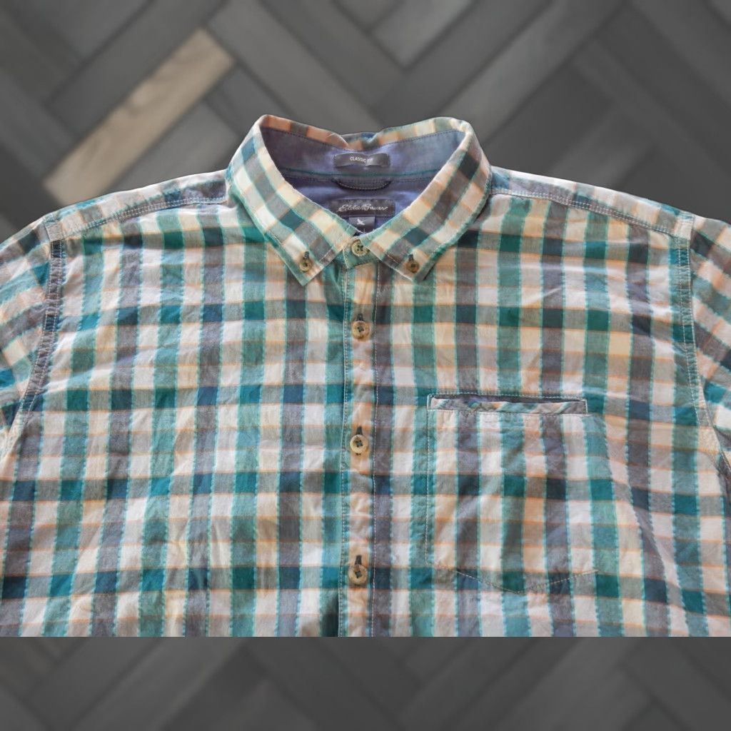 Eddie Bauer Vintage Eddie Bauer Men's Plaid Short Sleeve Button-Up Shirt Size Large Green Cotton Size US L / EU 52-54 / 3 - 1 Thumbnail