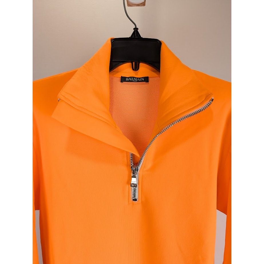 Balmain o1rshd1 Quarter Zip Felpa Shirt in Orange Size US M / EU 48-50 / 2 - 3 Thumbnail
