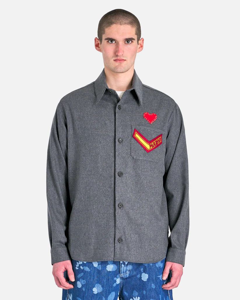 o1s1v1r1oon0925 Compact Wool Flannel Shirt in Grey